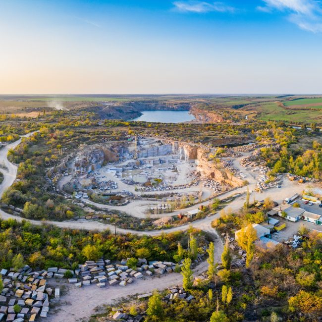 Mining near a small lake in picturesque Ukraine